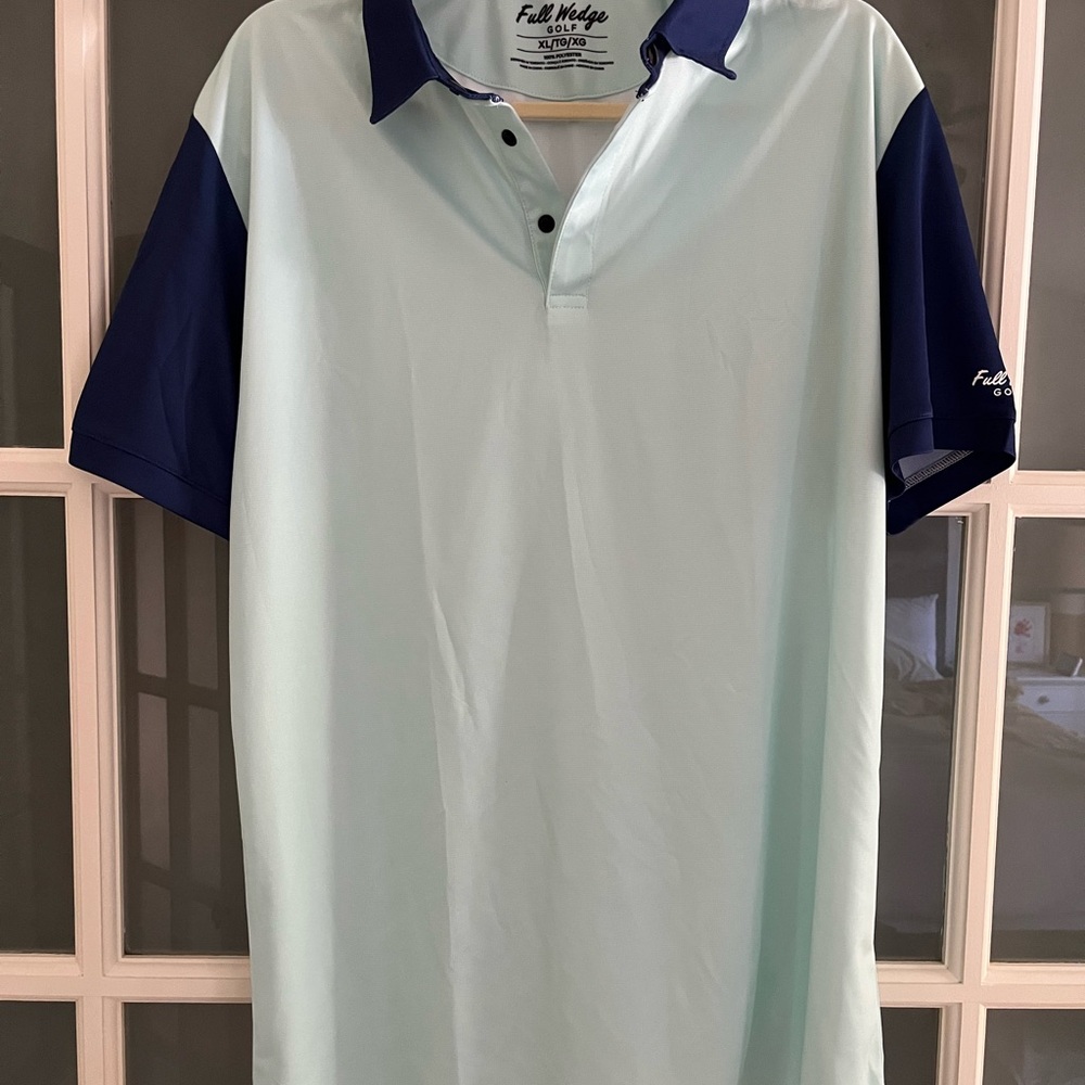 Full Wedge Blue Polo Shirt with Navy Accents
